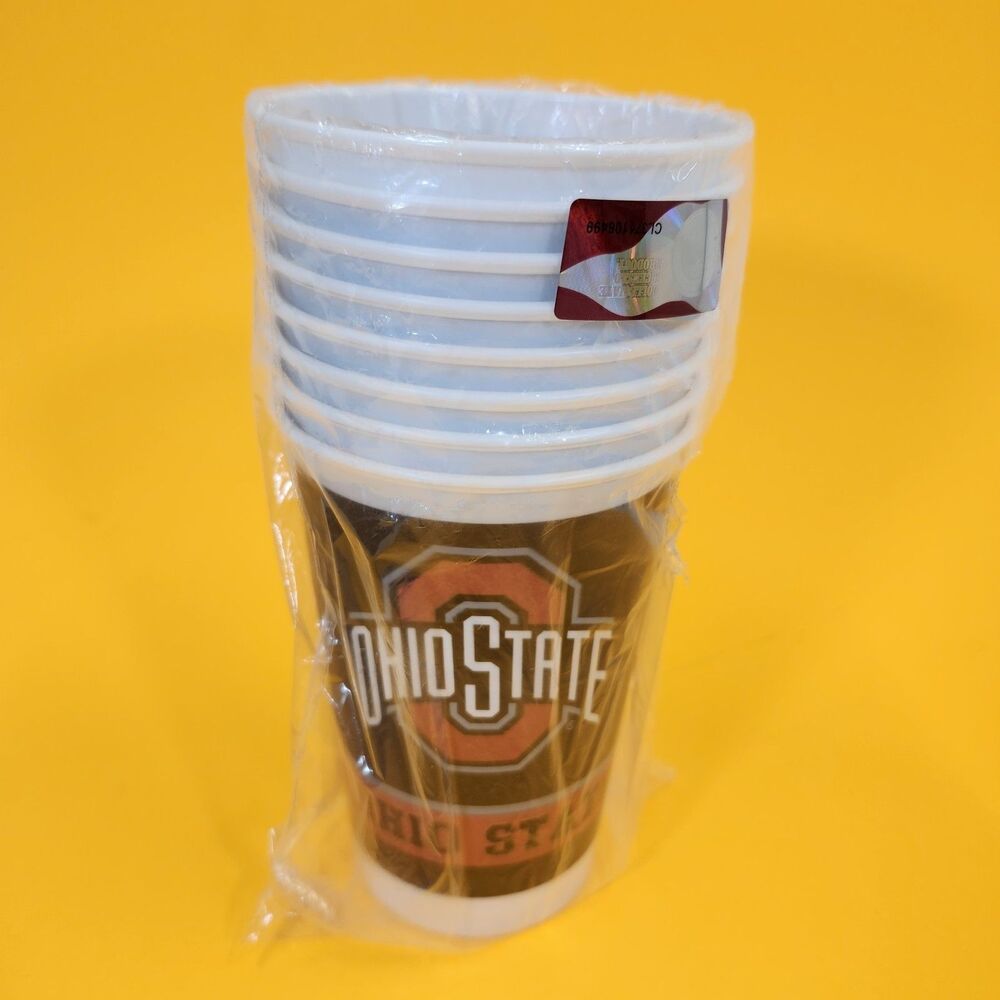 Ohio State Buckeyes Plastic Cups Lot of 8 New Sealed Party Tailgate Drinkware
